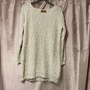 KATSUMI Cream & Gold Knit Long Sweater Sz Small